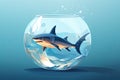 shark in goldfish bowl AI generated