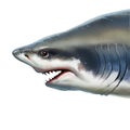 Shark head. Great white shark killer side view illustration.