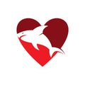 Shark heart shape concept Logo Design
