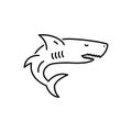 Black line icon for Shark, aggressive and danger