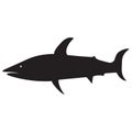 Shark icon. Black silhouette effect. Outline art. Flat design. Information sign. Vector illustration. Stock image. Royalty Free Stock Photo