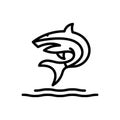 Black line icon for Shark, predator and marine Royalty Free Stock Photo