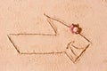 Shark image as an arrow on sand Royalty Free Stock Photo