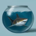 Shark inside a fish bowl illustration Royalty Free Stock Photo