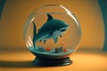 Shark inside a fish bowl illustration artwork generative ai Royalty Free Stock Photo