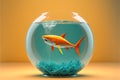 Shark inside a fish bowl illustration artwork generative ai Royalty Free Stock Photo