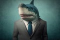 Shark in a jacket, business shark. AI generative