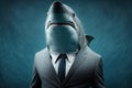Shark in a jacket underwater, business shark. AI generative