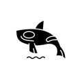 Shark killer whale black icon, vector sign on isolated background. Shark killer whale concept symbol, illustration