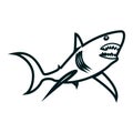 Shark line art vector illustration. Shark simple outline design