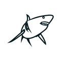 Shark line art vector illustration. Shark simple outline design