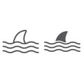 Shark line and glyph icon, animal