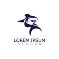 Shark Logo animal sea design icon vector silhouette template Royalty Free Stock Photo