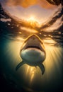 Shark looking at the camera and taking a selfie. AI Generated