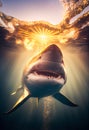 Shark looking at the camera and taking a selfie. AI Generated