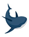 Shark. Marine predator fish character. Underwater wildlife or ocean animal. Cartoon flat isolated icon on white Royalty Free Stock Photo