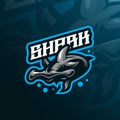 Shark mascot logo design vector with concept style for badge, emblem and t shirt printing. Angry marlins shark illustration for