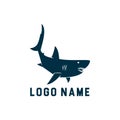 Shark minimalist silhouette logo design. Shark silhouette vector illustration with white background Royalty Free Stock Photo