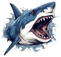 Shark with open mouth full of sharp teeth and water around it Royalty Free Stock Photo