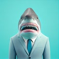 Shark portrait fashion shoot wearing a suit Royalty Free Stock Photo