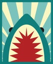Shark poster with sunburst background