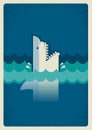 Shark poster.Vector background illustration for text