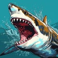 Shark Ocean Free Poster - Hyper-realistic Pop-art Fusion Illustration