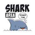 Shark print with slogan for t-shirt. Tee shirt typography. Vector. Royalty Free Stock Photo