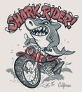 Shark Rider on motorcycle vector T-Shirt design