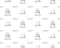 Shark seamless pattern, Hand drawn sketched doodle shark, vector illustration