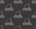 Shark seamless pattern, Hand drawn sketched doodle shark, vector illustration Royalty Free Stock Photo