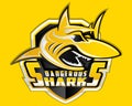 Shark Shield Sport Logo Vector Mascot Aquatic Predator Sport Emblem Diving