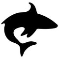 Shark Fish Black Silhouette Illustration Isolated on White Background. Royalty Free Stock Photo
