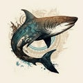 Shark silhouette totem abstract animal illustration