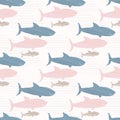 Pink and Blue Kids Cute Shark Silhouette Wave
