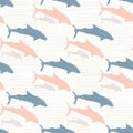 Pastel Pink and Blue Shark Silhouette Wave