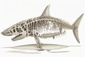 Shark Skeleton 3D rendering isolated on white background