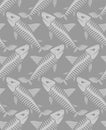 Shark skeleton pattern seamless. fish skull background. fish bones texture