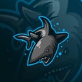 Shark sniper mascot logo design vector with modern illustration concept style for badge, emblem and tshirt printing. angry shark Royalty Free Stock Photo