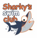 shark swim club print vector art