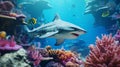 Realistic Underwater Shark Swimming Near Corals - Zbrush Diorama