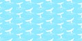 Shark tail seamless pattern fin isolated whale dolphin wallpaper background illustration blue