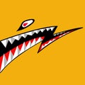 Shark teeth mouth and eye of design. yellow background