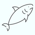 Shark thin line icon. Sea predator illustration isolated on white. Shark logo outline style design, designed for web and Royalty Free Stock Photo