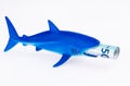 Shark toy and money Royalty Free Stock Photo