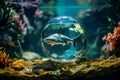 shark trapped inside a small fish bowl Generative AI Royalty Free Stock Photo