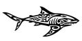 Polynesian Tribal Shark Isolated Black and White Royalty Free Stock Photo