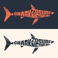 Shark Typography logo Design Template. Vector illustration Royalty Free Stock Photo