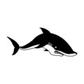 Shark vector icon.Black vector icon isolated on white background shark. Royalty Free Stock Photo