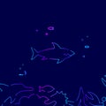 Shark Vector Line Icon, Illustration on a Dark Blue Background. Related Bottom Border Royalty Free Stock Photo